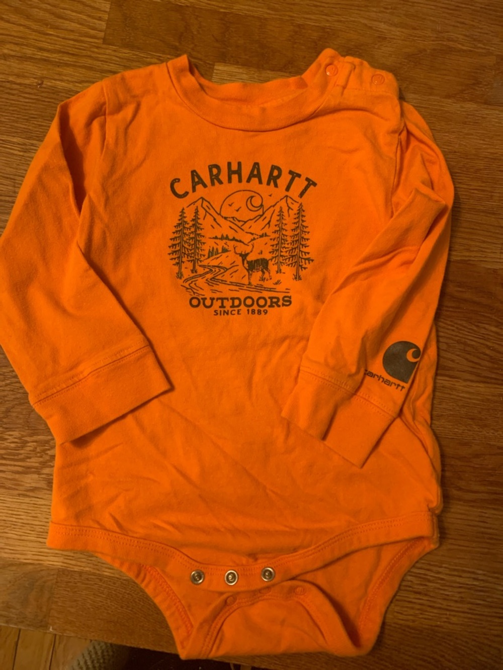 Carhartt Bright Orange Kids' Long-Sleeve One-Piece with Outdoors Graphic 24M